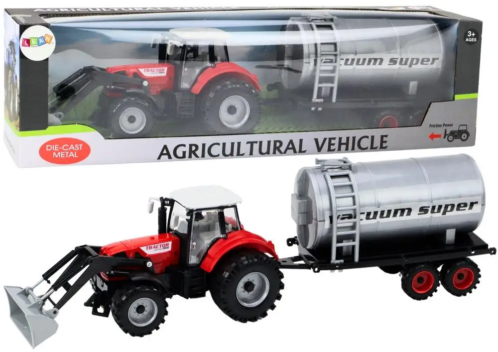 Traktor z cysterną na napęd czerwony - Leantoys