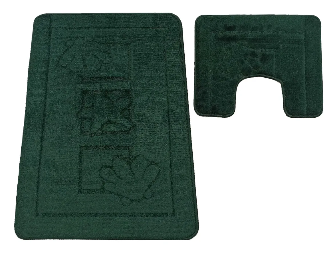 Ciemnozielony komplet dywaników do łazienki M5-F78