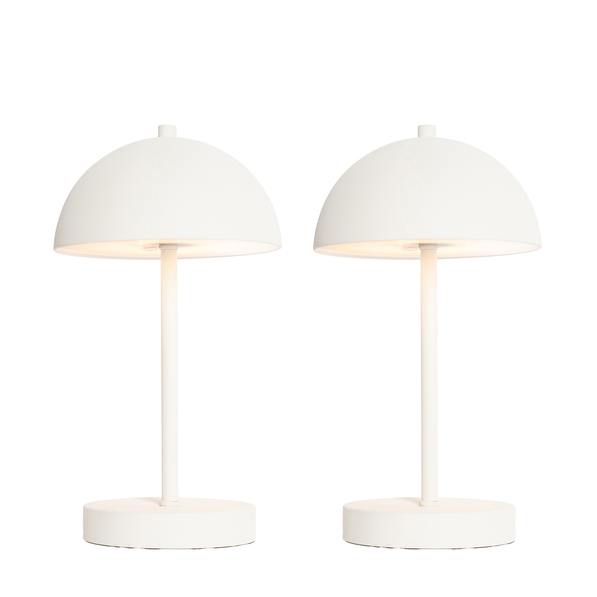 QAZQA Zestaw 2 lamp stołowych zewnętrznych Grzyb biały ładowalne - Keira