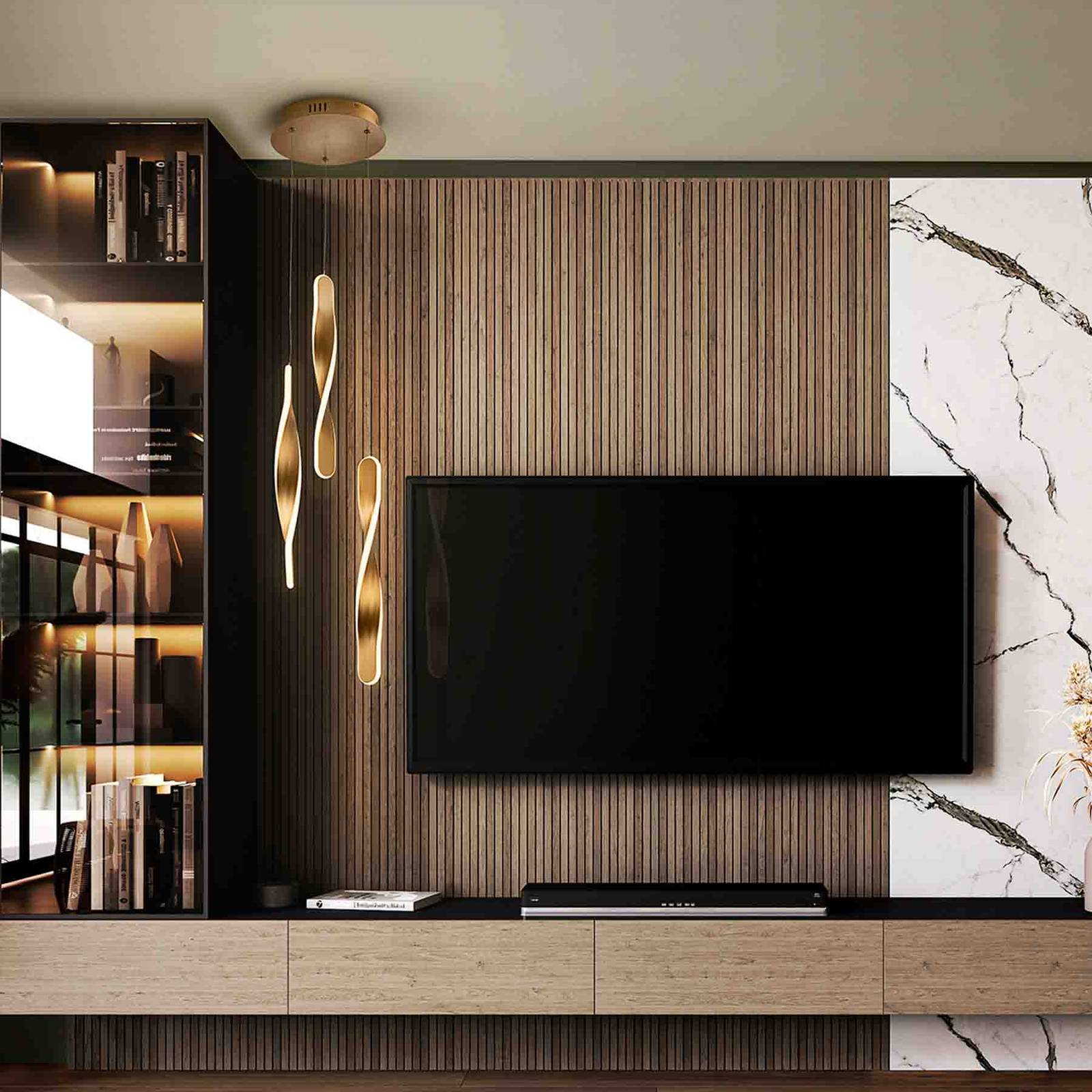 Schuller Valencia Lampa wisząca LED Twist, 3-punktowa. Aluminium, metal, akryl, kolor złoty