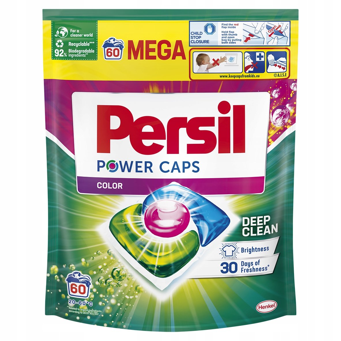 PERSIL POWER CAPS Kapsułki do prania kolorowych tkanin DEEP CLEAN 60 sztuk