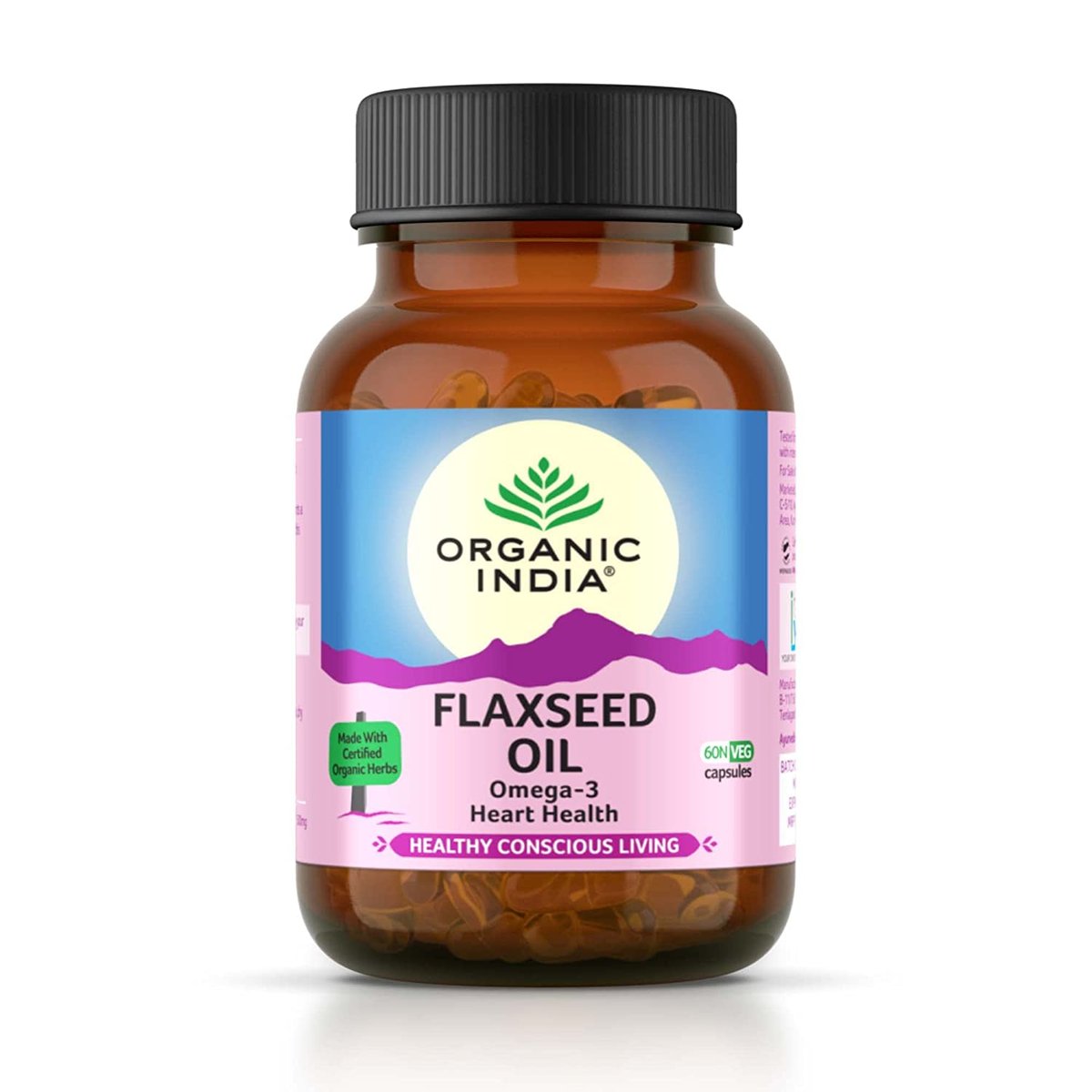 Suplement diety, Organic India, Olej lniany w kapsułkach Flaxseed Oil, 60 kaps.