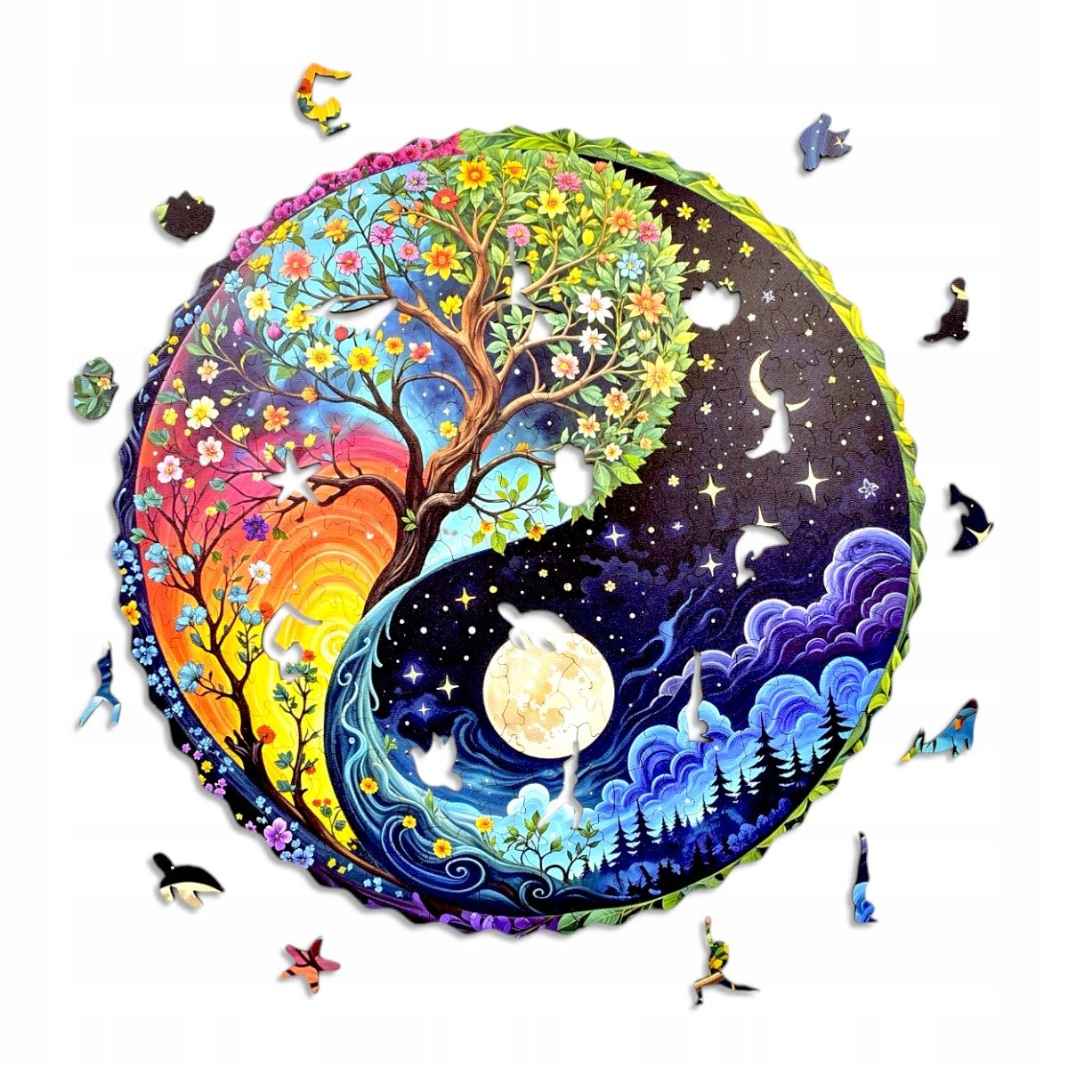 Puzzle Drewniane Duże Ying Yang dla dorosłych XL Mruu&Pruu Drzewo Życia