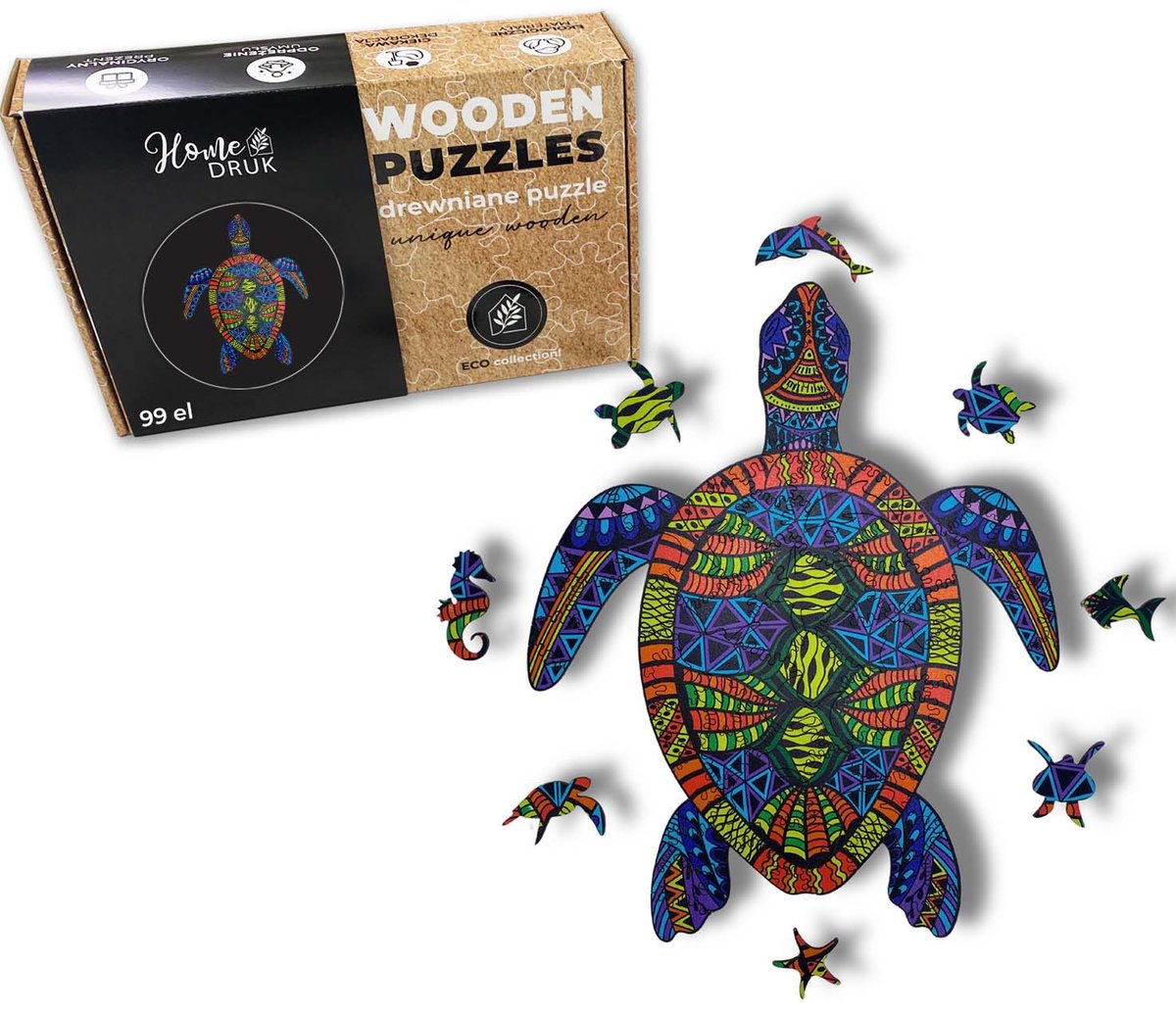 Puzzle Drewniane dla dzieci i dorosłych Żółw Turtle