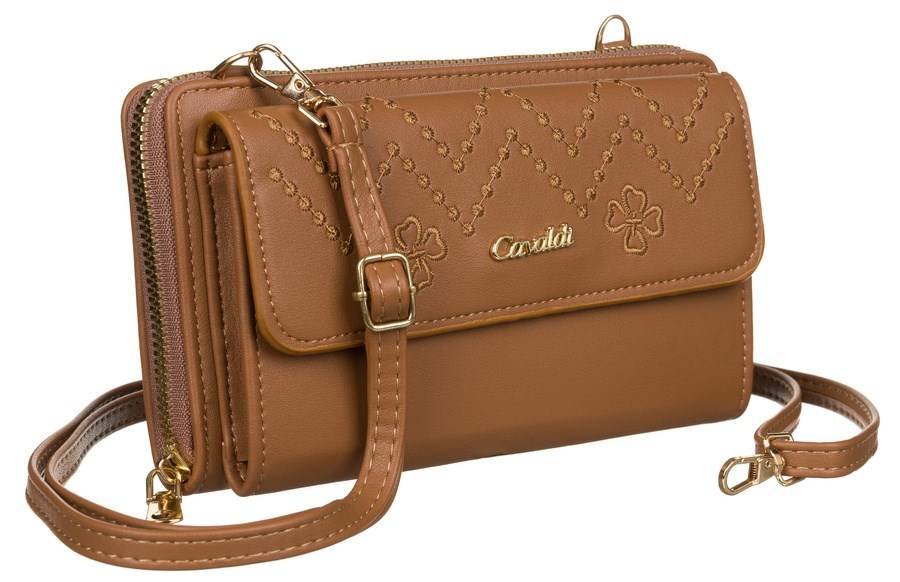 Portfel-kopertówka z haftowaną klapką — Cavaldi