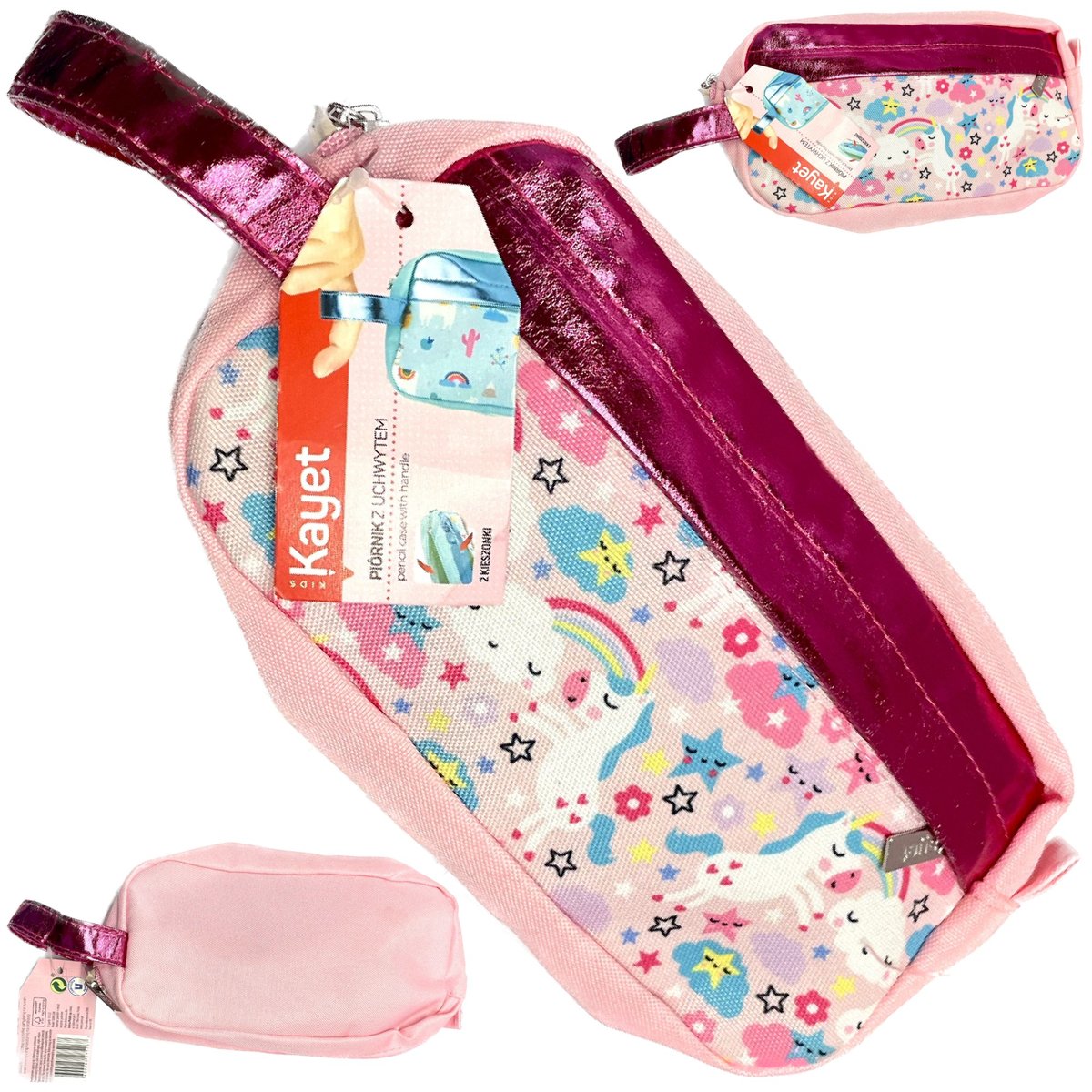 KAYET Piórnik Saszetka z uchwytem różowy UNICORN JEDNOROŻEC