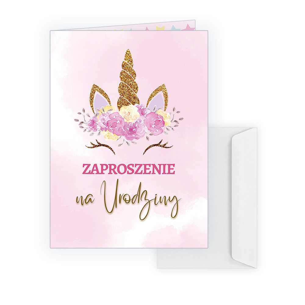 Zaproszenia dla Dzieci Jednorożec - 10 sztuk