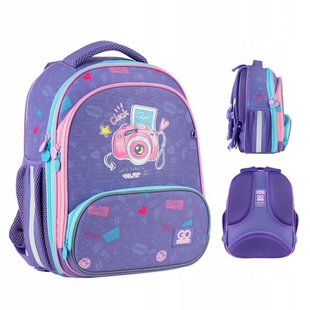 PLECAK SZKOLNY WIELOKOMOROWY DLA DZIEWCZYNEK FIOLETOWY GoPack