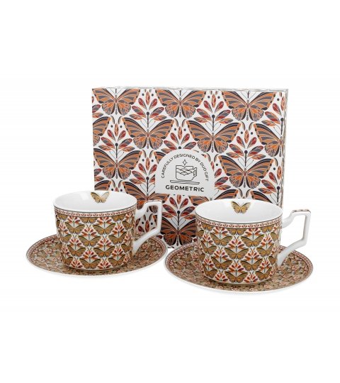 FILIŻANKA + SPODEK DUO MOTYLE GEOMETRIC PAPILIO 250 ML X 2 SZT