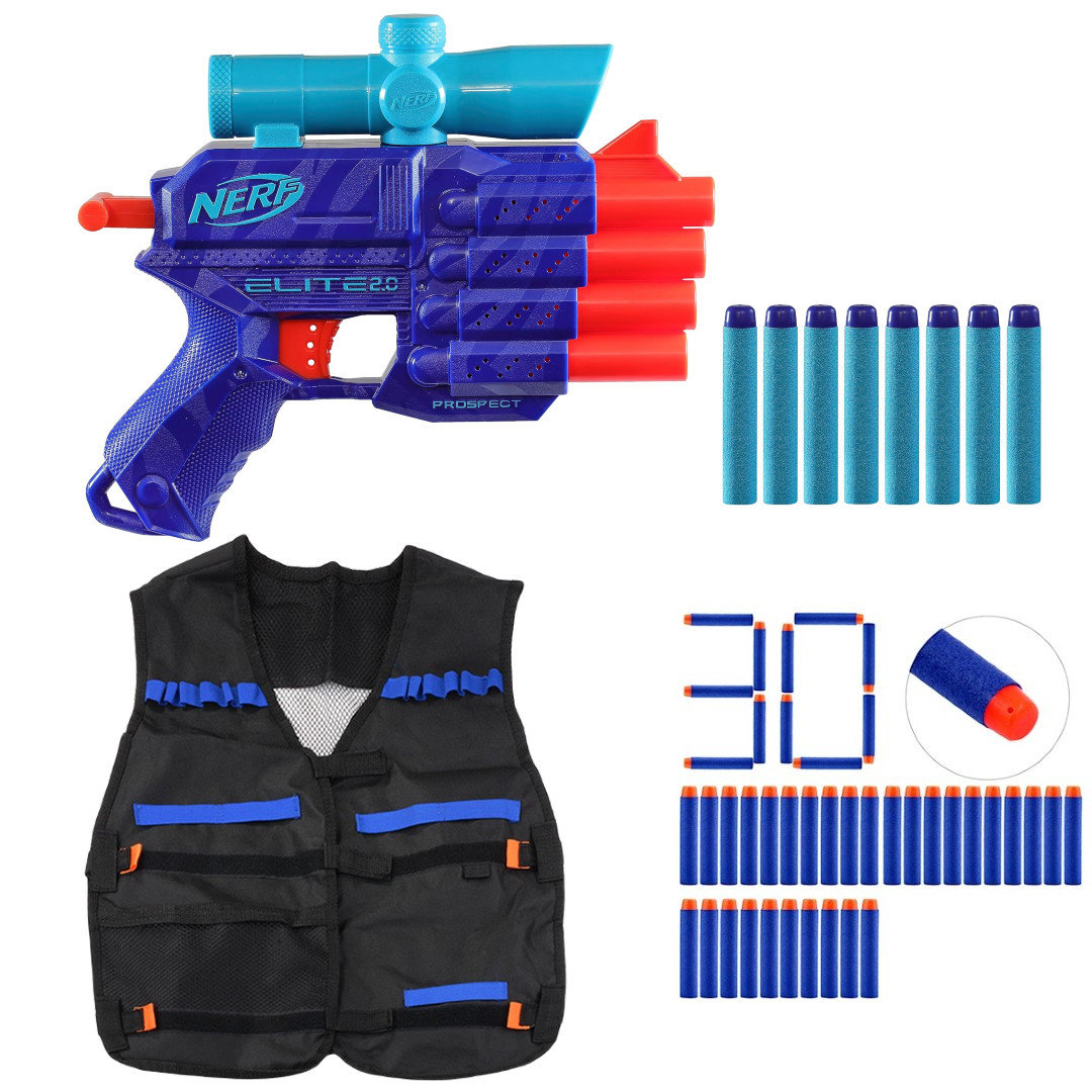 Zestaw Nerf Elite 2.0 Prospect QS-4 Wild Edition F5404 + kamizelka + 30 strzałek