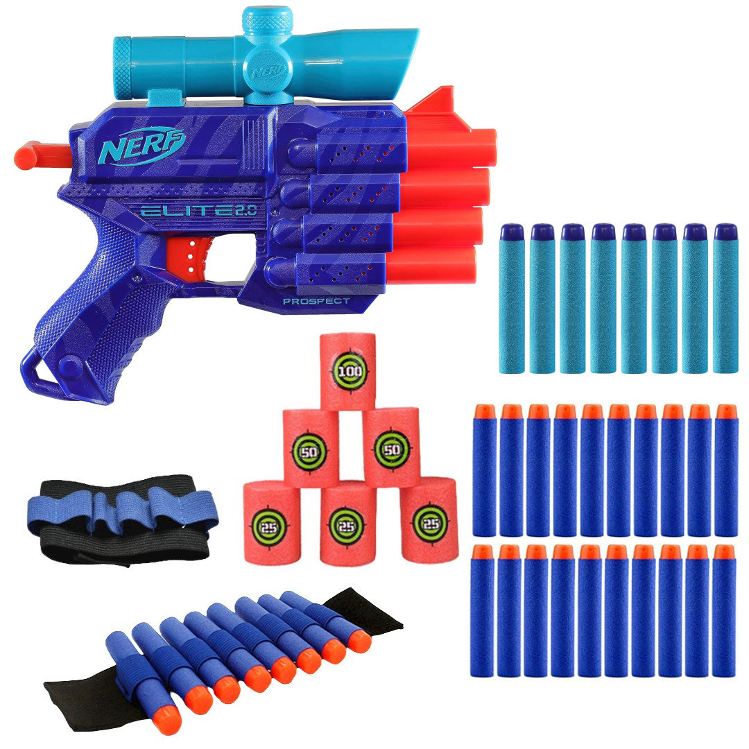Zestaw Nerf Elite 2.0 Prospect QS-4 Wild Edition F5404 + cele + opaska + 20 strzałek