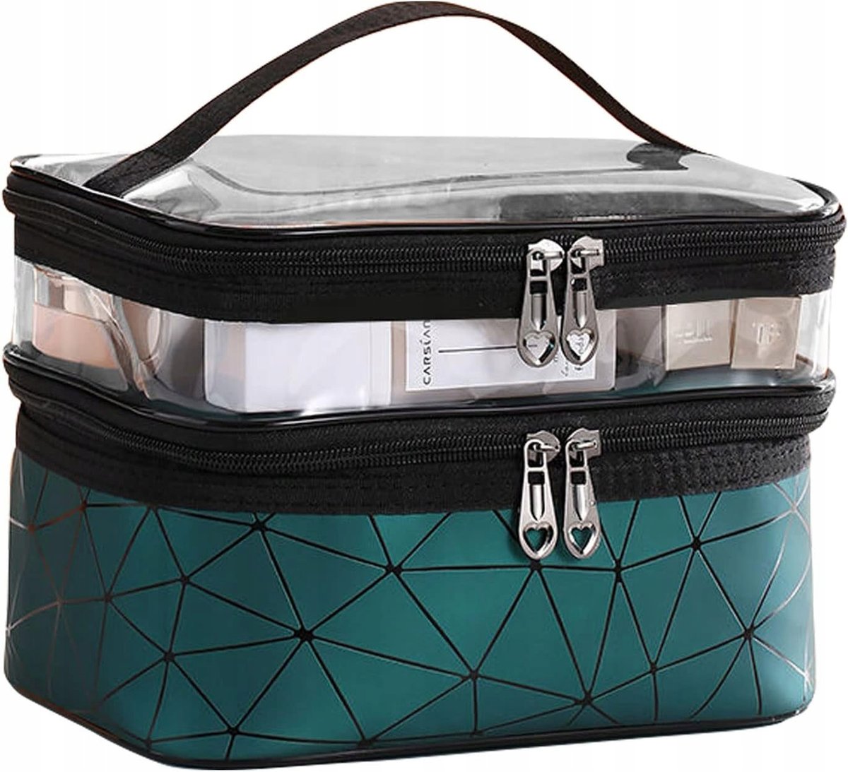 Kosmetyczka Damska Podróżna Organizer Na Kosmetyki Kuferek Zielona J2