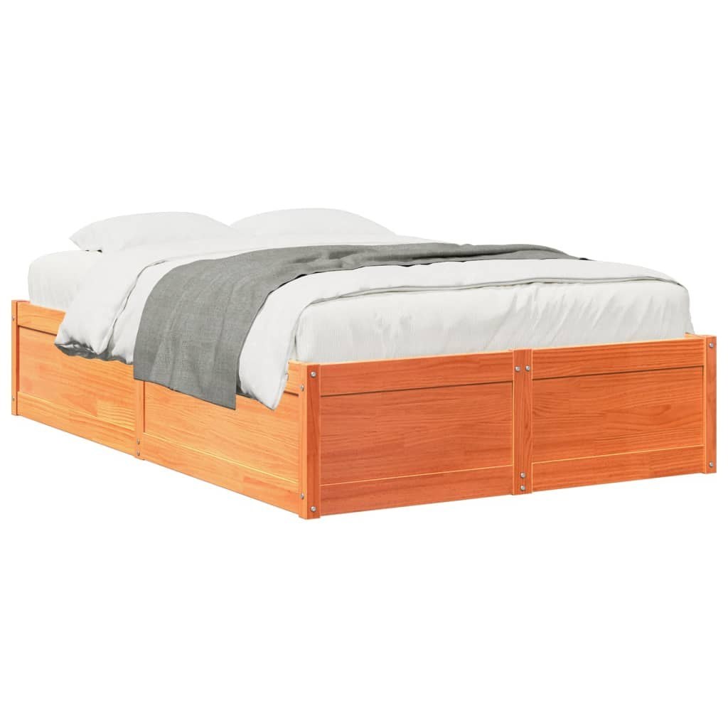 Rama łóżka, woskowy brąz, 135x190 cm, lite drewno sosnowe