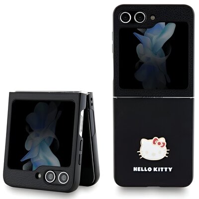 Oryginalne Etui SAMSUNG GALAXY Z FLIP 5 Hello Kitty Hardcase Metal Logo Kitty Head (HKHCZF5PGHDLMK) czarne