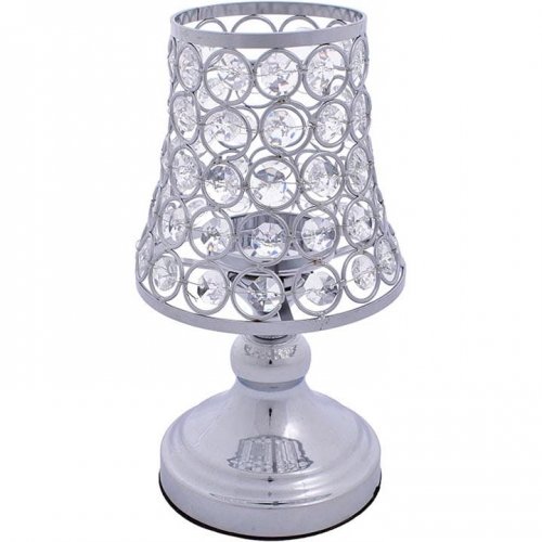 Świecznik Srebrny Z Kryształkami Lampka 23Cm/11Cm