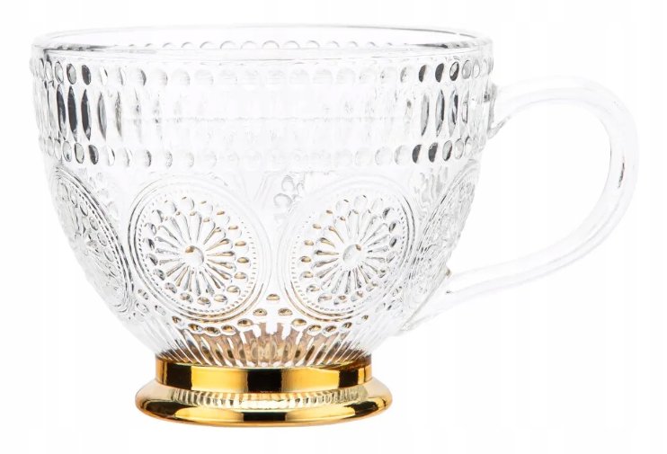 Filiżanka Daisy Do Kawy Herbaty Szklanka Złota Stópka Altom Design 430 Ml