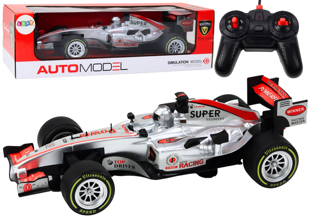 Wyścigówka RC 1:12 srebrna Leantoys
