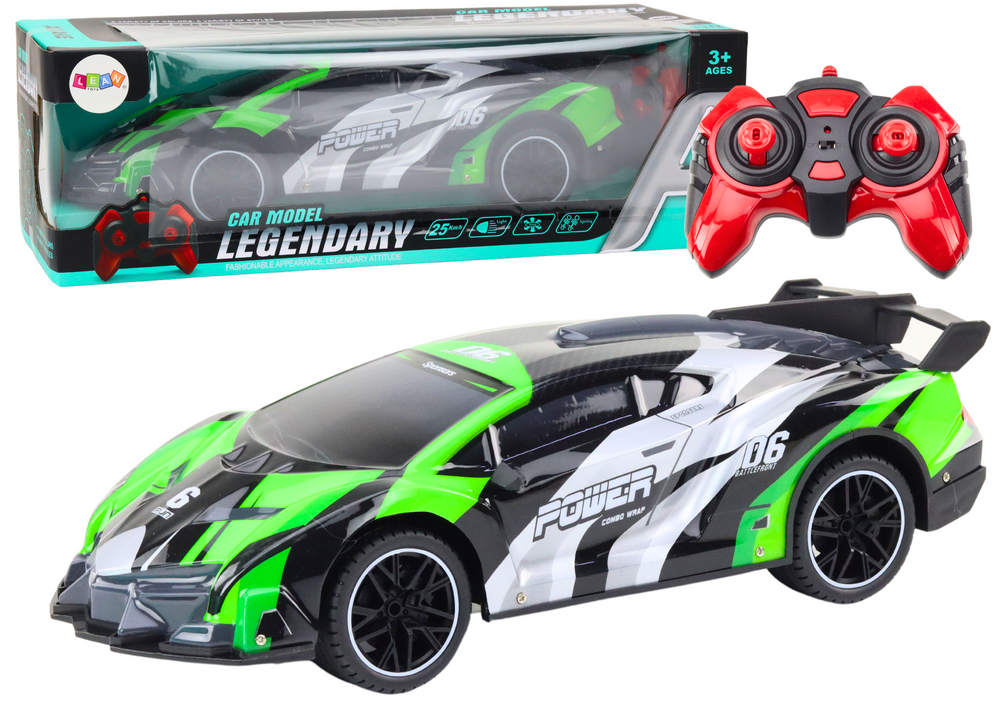 Auto sportowe RC 1:10 25km/h zielony Leantoys