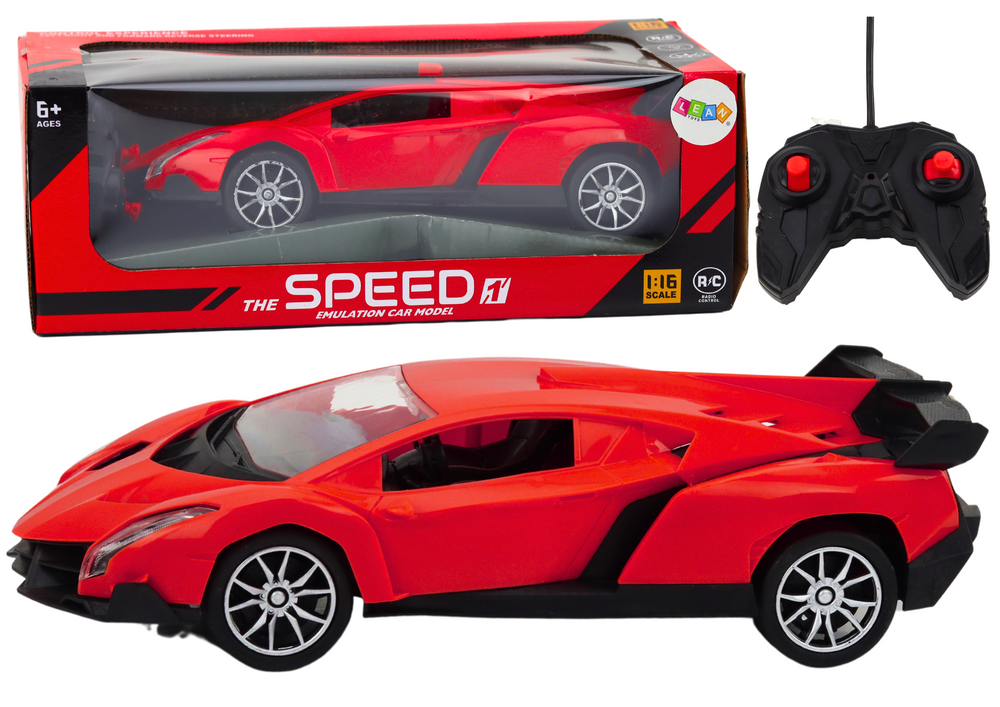 Auto sportowe RC 1:16 czerwone Leantoys