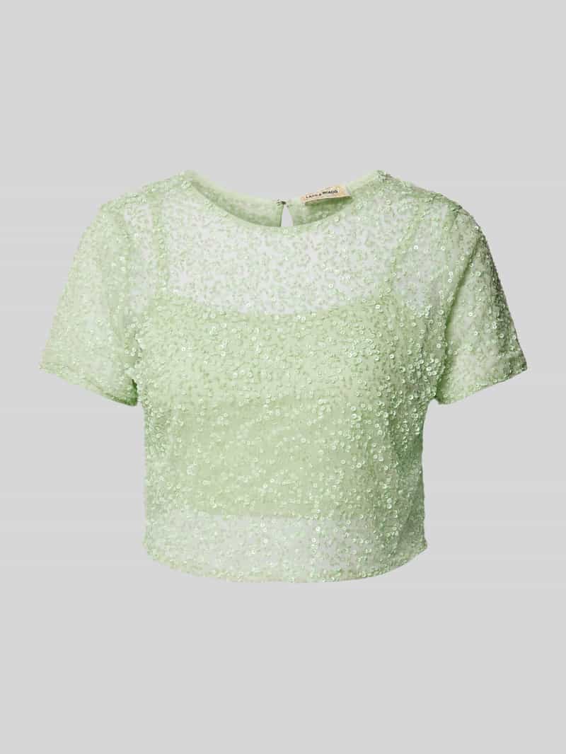 T-shirt krótki z cekinowym obszyciem