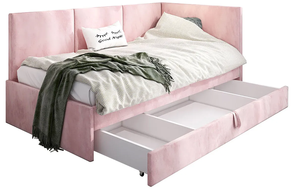 Różowy tapczan dziecięcy z szufladą Z0-D28