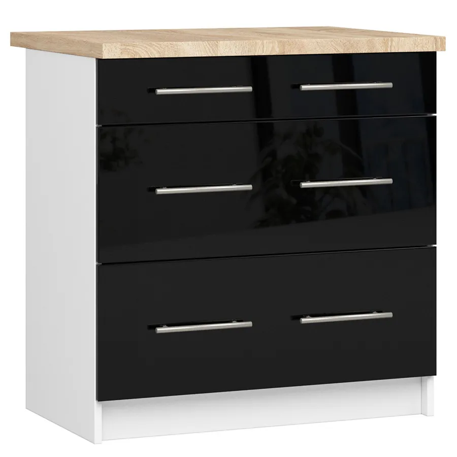 Czarna szafka kuchenna z szufladami 80 cm F5-L14