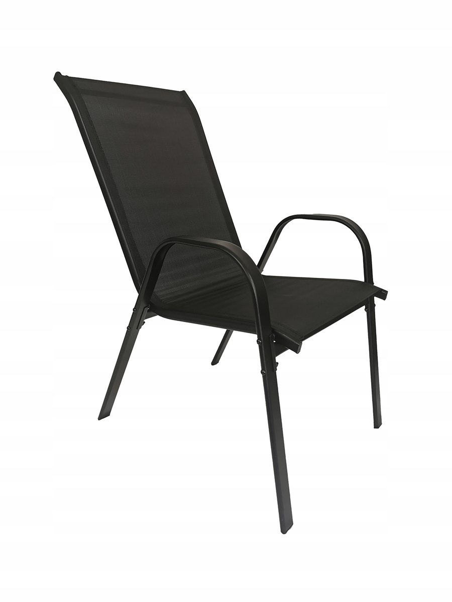 Mocne Metalowe Nowoczesne Krzesło Ogrodowe Taras Minorka Czarny