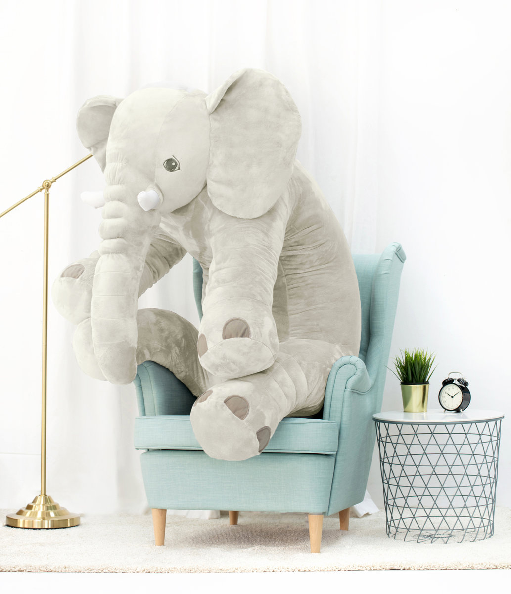 Miś Gustaw, Słonik 155cm, Poduszka, biały,