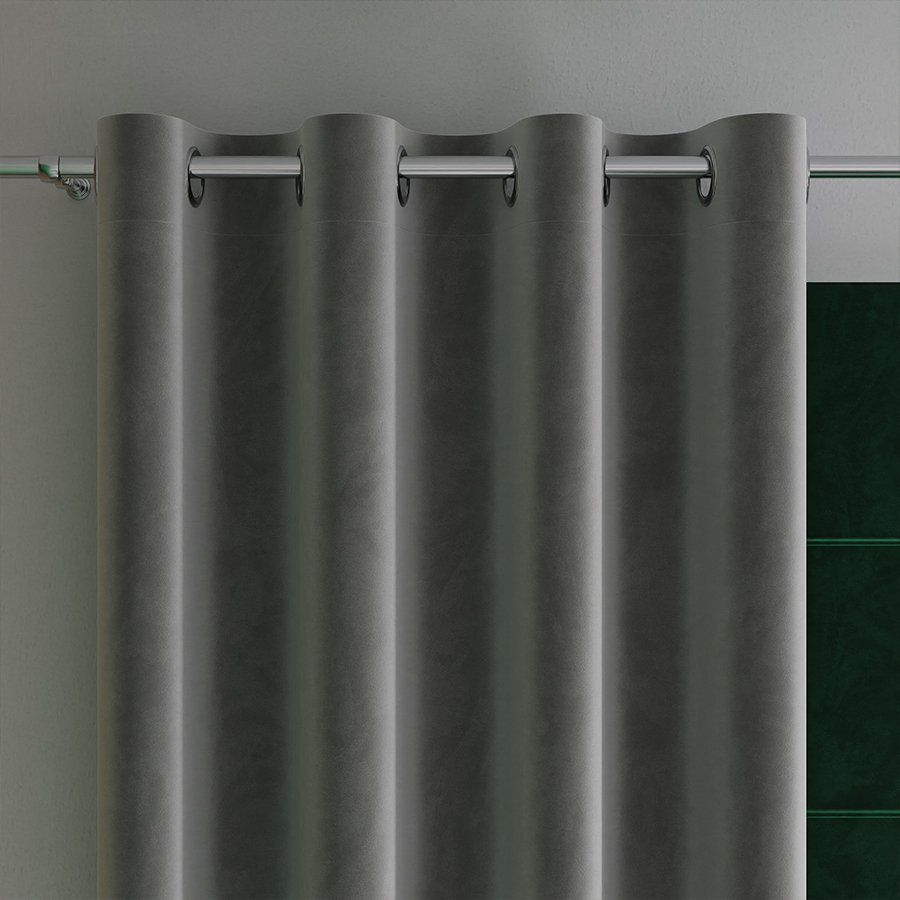 VELVI Zasłona gotowa na przelotkach, szerokość 140 x wysokość 250cm, kolor ciemny szary; antracytowy