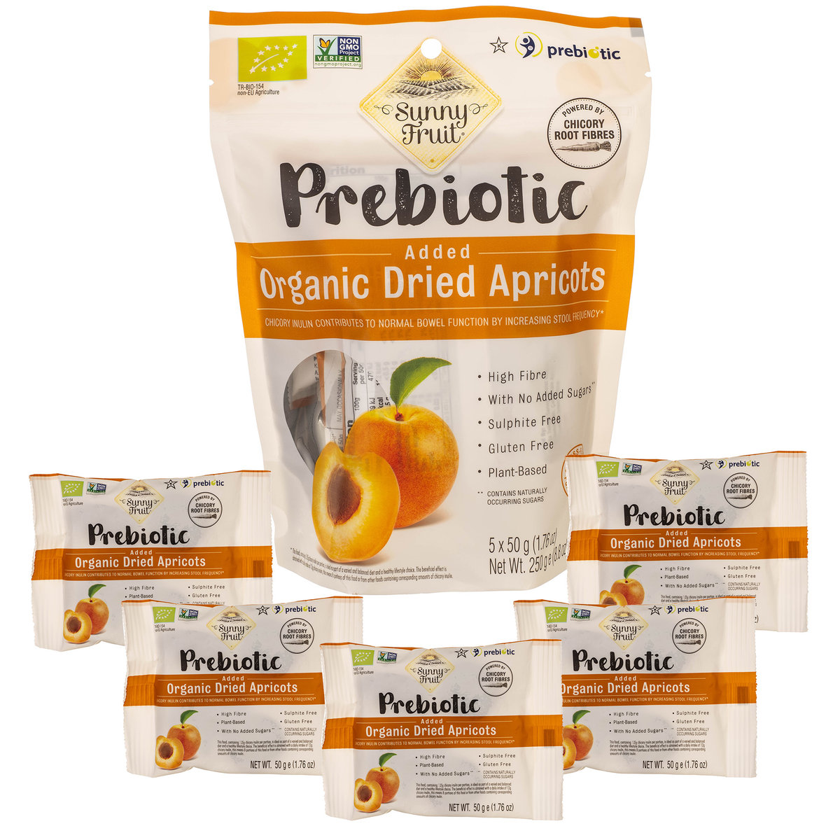 ORGANICZNE MORELE SUSZONE Z PREBIOTYKIEM SUNNY FRUIT OPAKOWANIE 5x20G