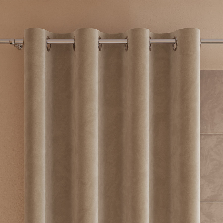 VELVI Zasłona gotowa na przelotkach, szerokość 140 x wysokość 230cm, kolor ciemny beżowy