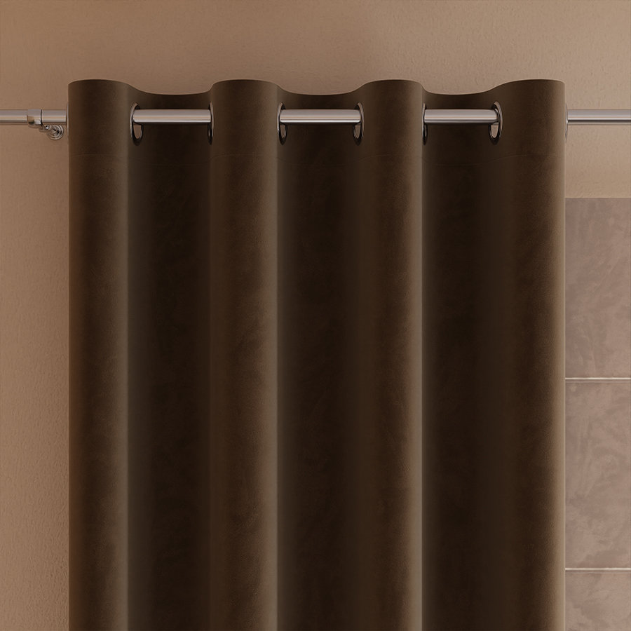 VELVI Zasłona gotowa na przelotkach, szerokość 140 x wysokość 250cm, kolor brązowy