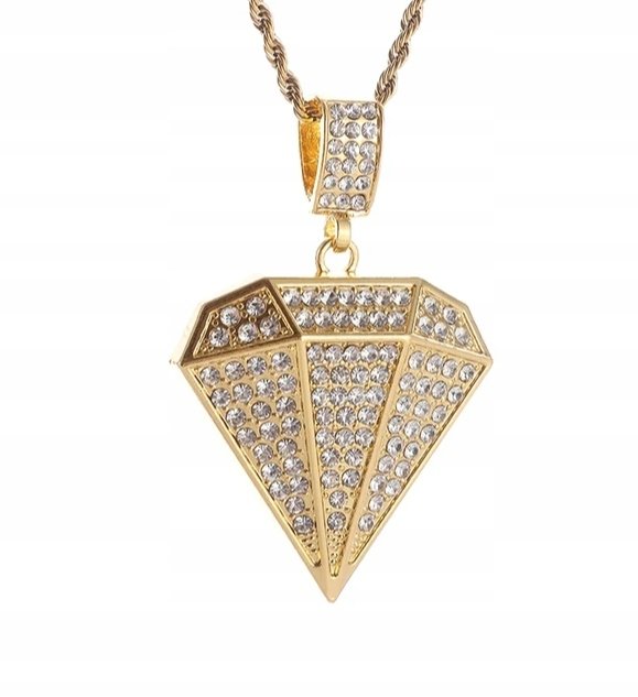 Naszyjnik chain diament złoty prezent streetwear drill ice drip