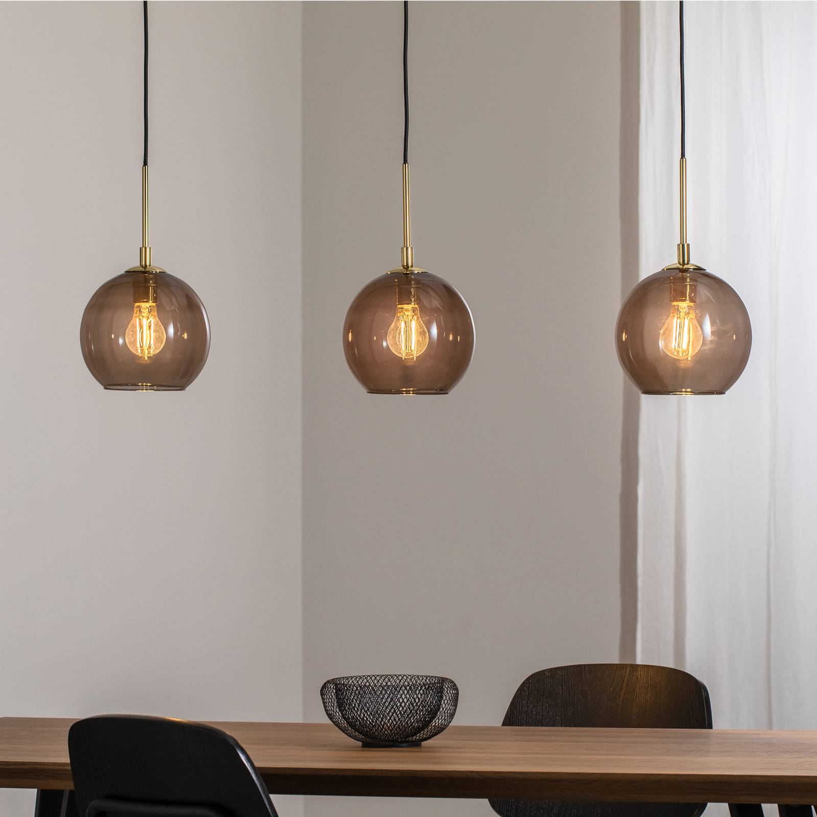 Argon Lampa wisząca Dulce, szary/dymny/czarny, szkło, 3-punktowa