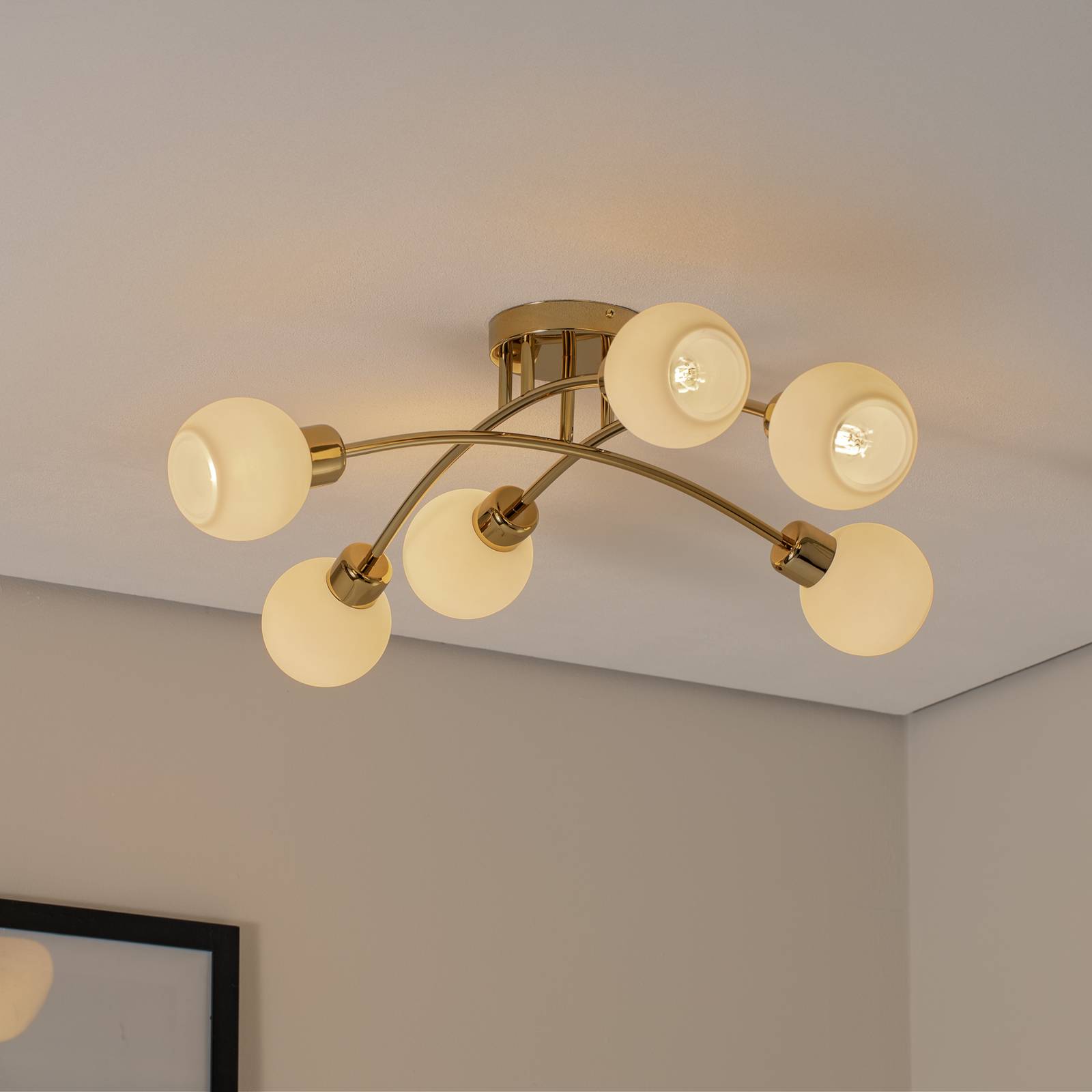 Lampa sufitowa Marlo Argon, możliwość ściemniania, mosiężny / złoty, salon / jadalnia, metal, nowoczesny