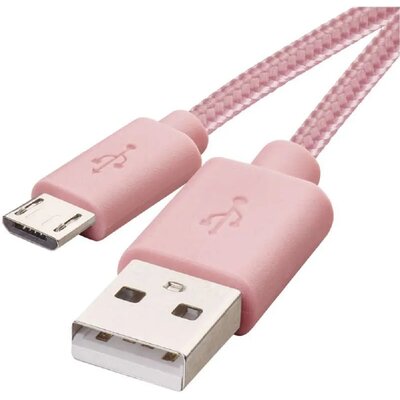 Przewód Usb 2.0 wtyk A wtyk micro B 1m różowy