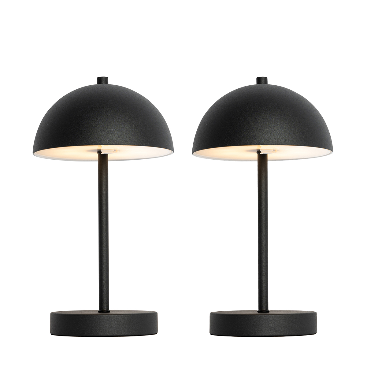 QAZQA Zestaw 2 lamp stołowych zewnętrznych Grzyb czarny akumulatorowy - Keira