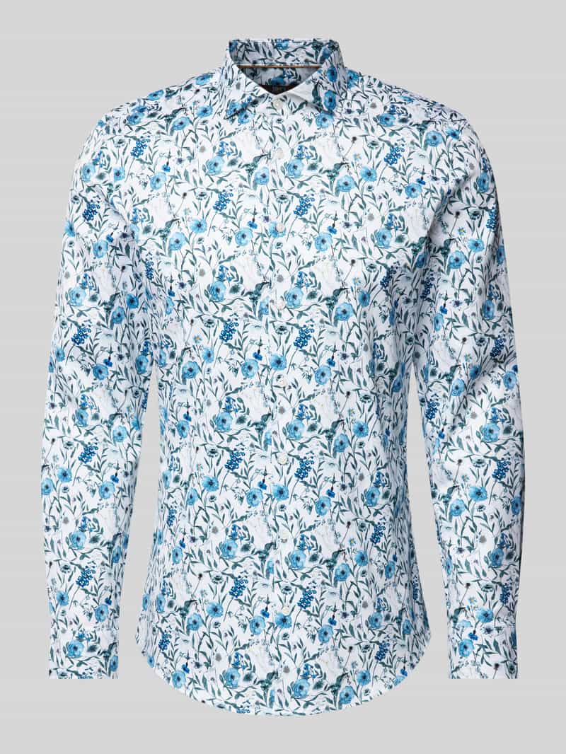 Koszula biznesowa o kroju super slim fit z tkaniny two-ply z kołnierzykiem typu kent
