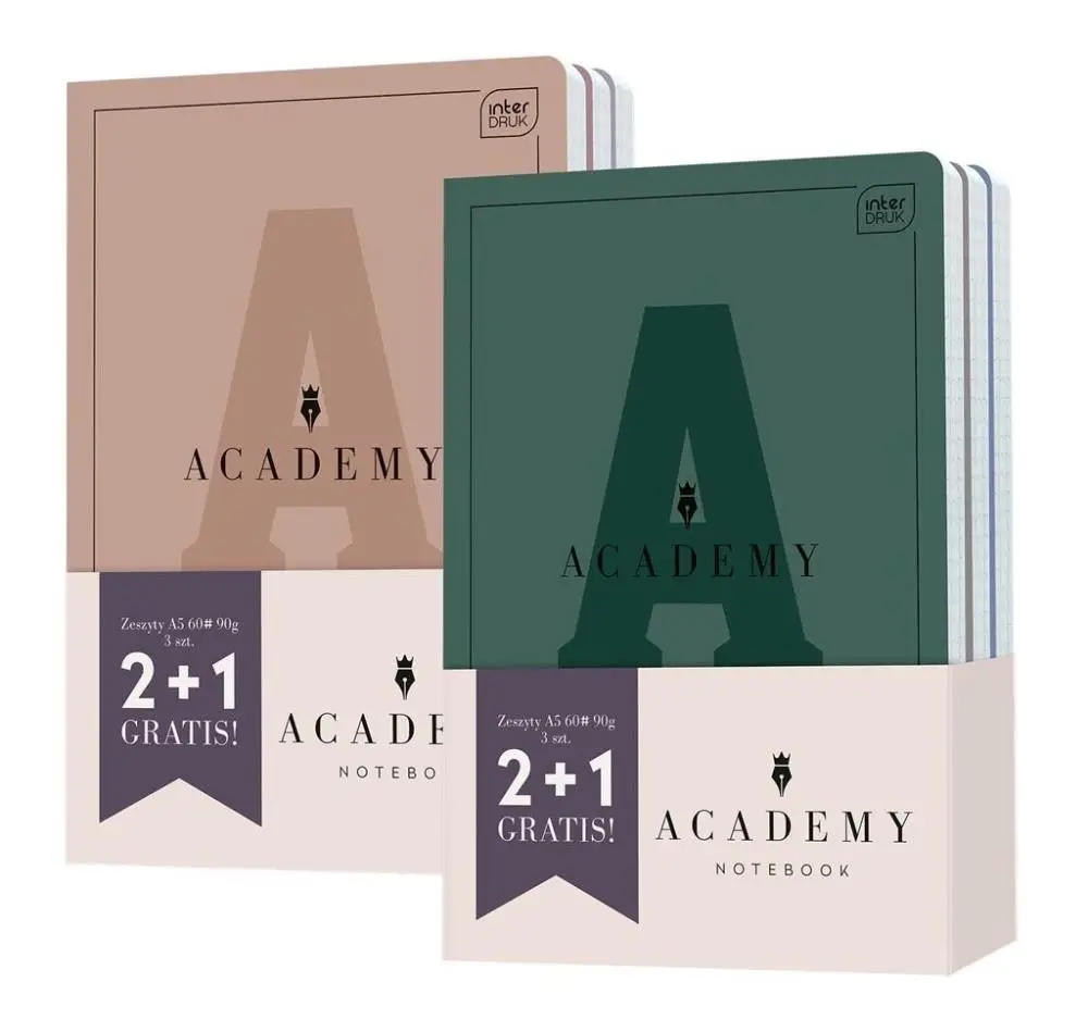 Zeszyt A5/60K kratka Academy (3szt) - INTERDRUK