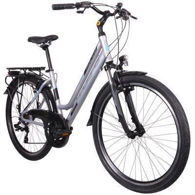 Rower trekkingowy INDIANA X-Road 1.0 D15 26 cali damski Srebrny