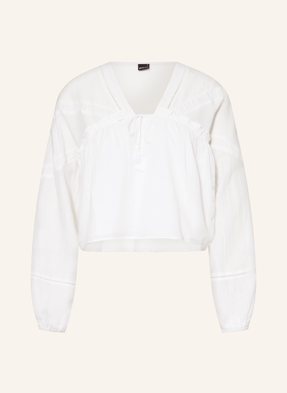 Gina Tricot Bluzka Z Falbankami weiss