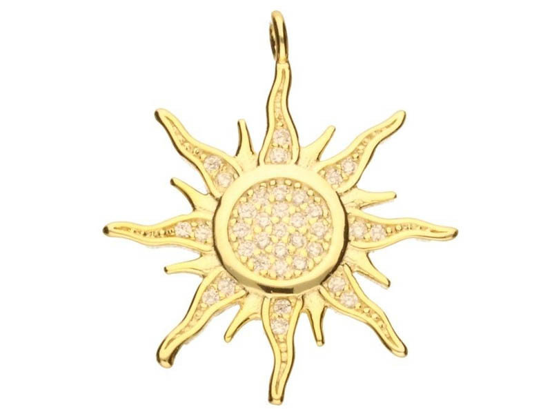 Srebrna zawieszka 925 pozłacane słońce na łańcuszek