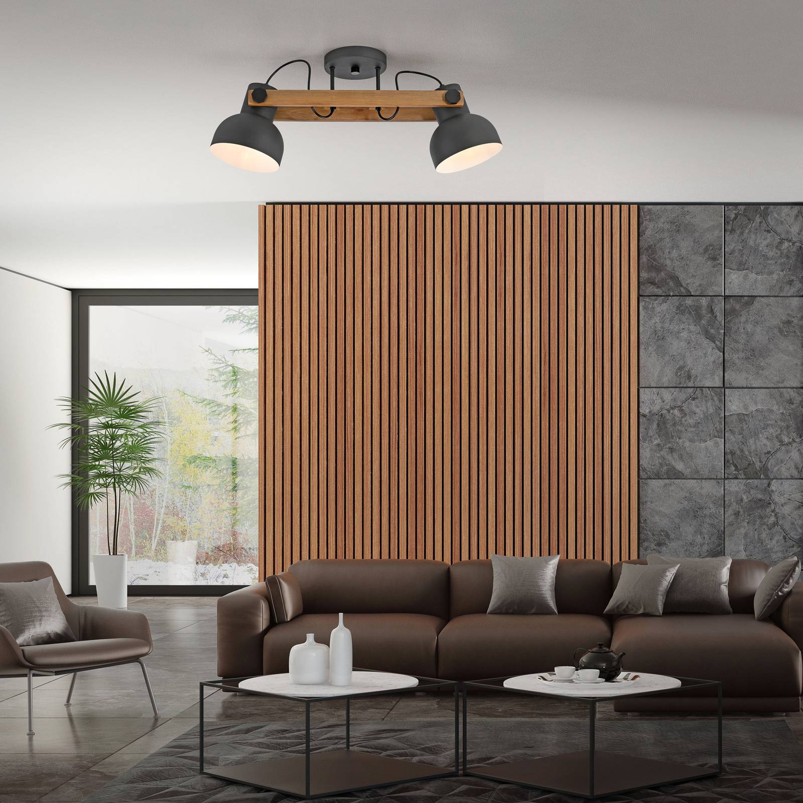 JUST LIGHT. Lampa sufitowa Cup 2.0, 2-punktowa, czarna, metalowa