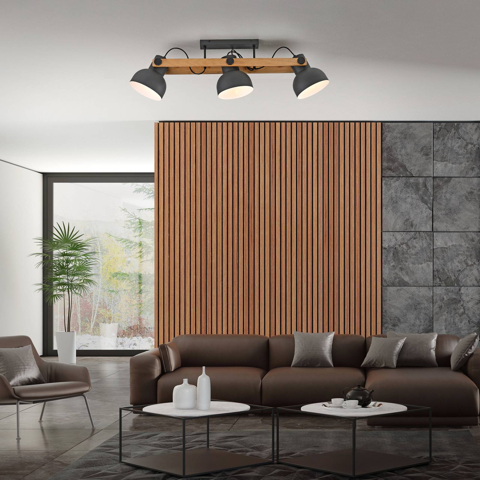 JUST LIGHT. Lampa sufitowa Cup 2.0, 3-punktowa, czarna, metalowa