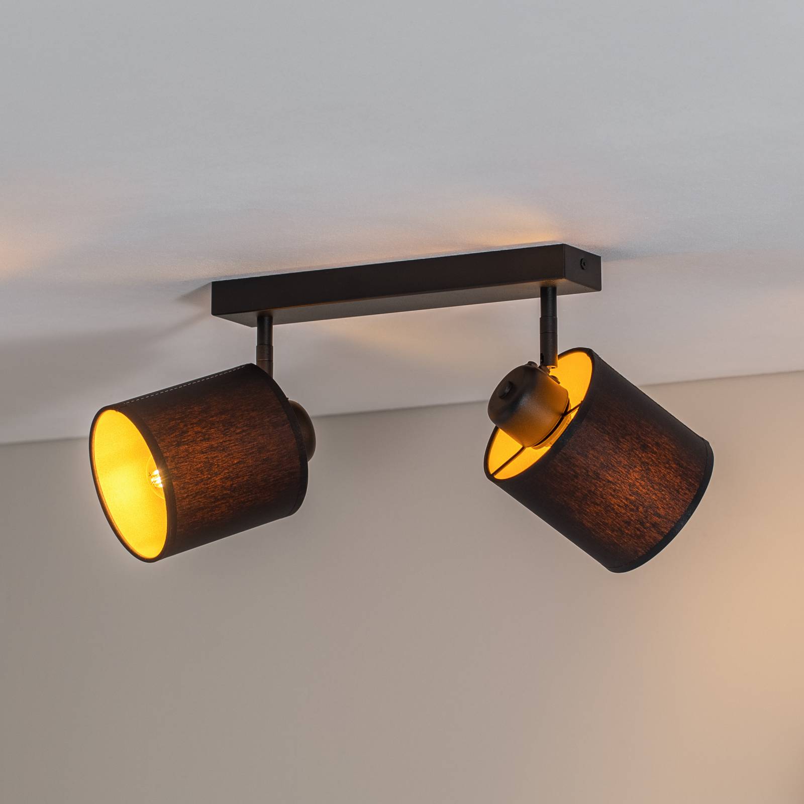 Argon Lampa sufitowa Suerte, czarny/złoty, 2-punktowa, tekstylny, stalowy