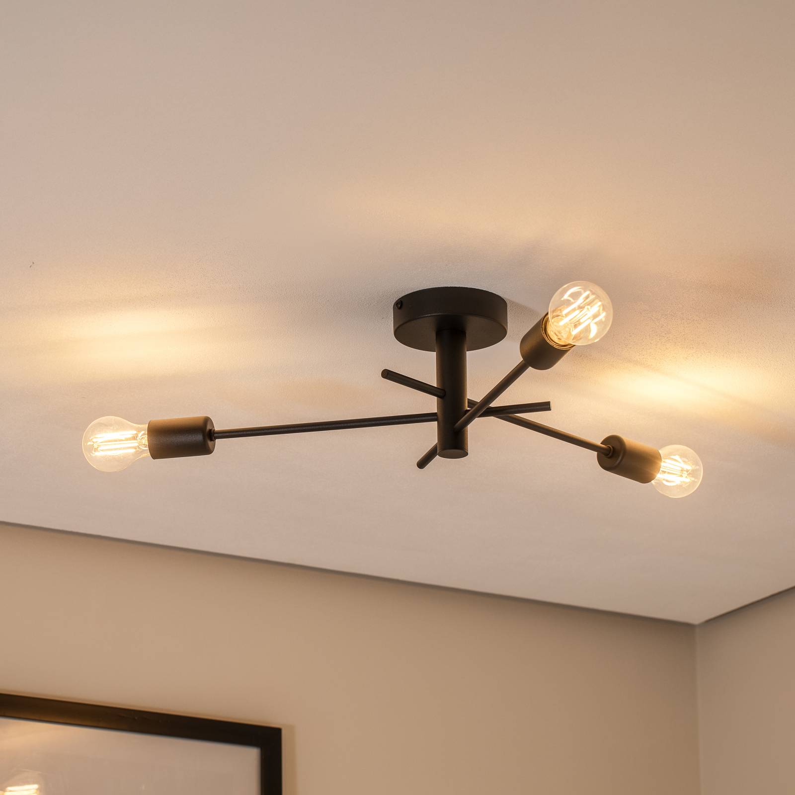 Argon Lampa sufitowa Garos, czarna, stalowa, 3-punktowa