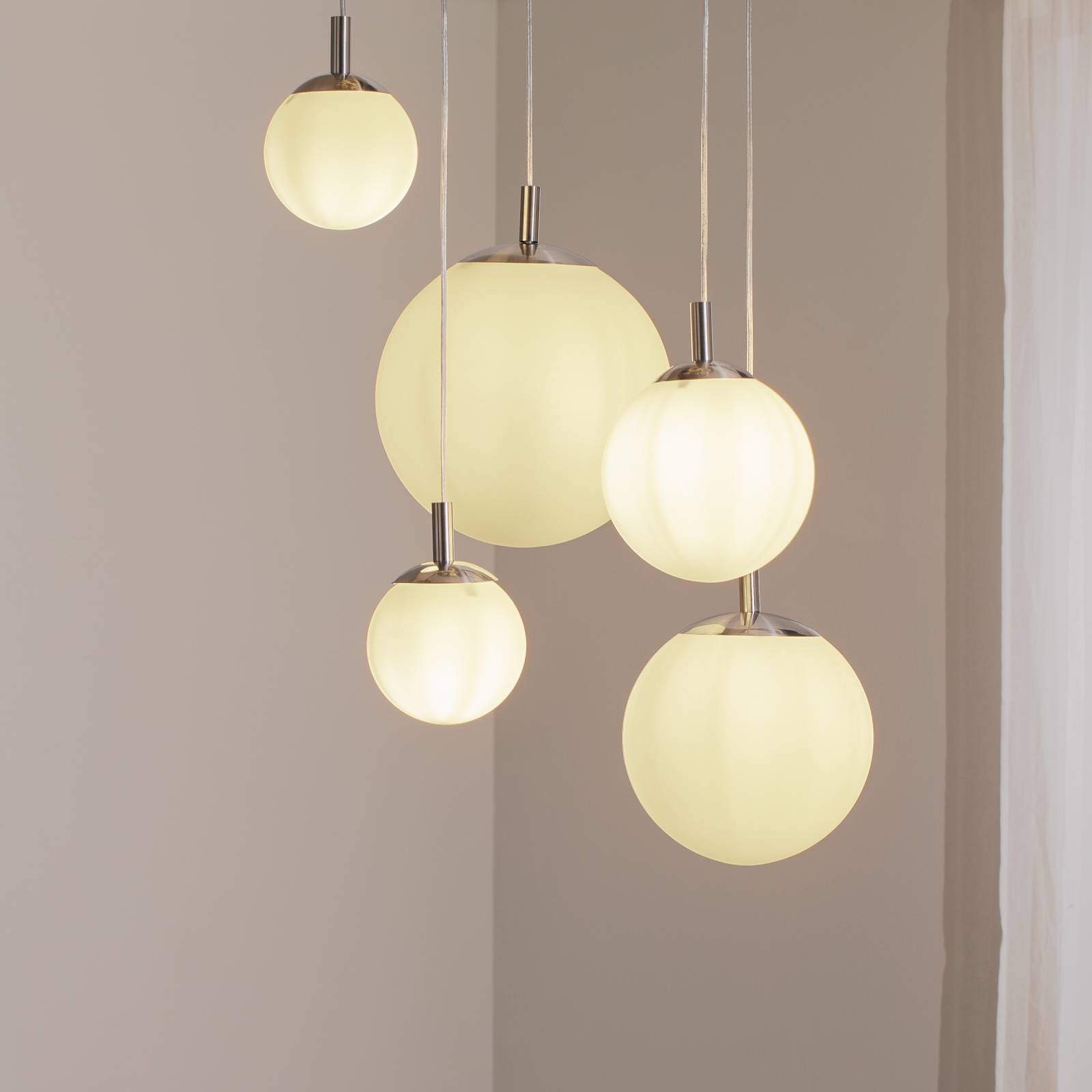 Lampa wisząca szklana Maroni Argon, możliwość ściemniania, chromowy / srebrny, salon / jadalnia, szkło, nowoczesny