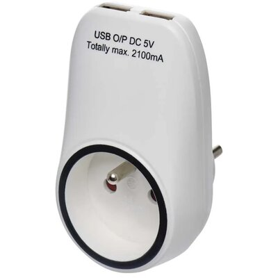 Gniazdo 2P+Z 2xUSB 2,1A