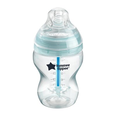 Tommee Tippee Butelki dla niemowląt antywstrząsowe, naturalnie ukształtowany smoczek i specjalny system odpowietrzający zapobiegający kolce, 260 ml, zestaw 3 szt