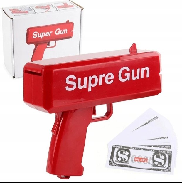 Pistolet strzelający pieniędzmi money gun pistolet na pieniądze prezent